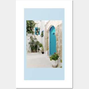 Turquoise door in Sidi Bou Saïd,  the blue town of Tunisia Posters and Art